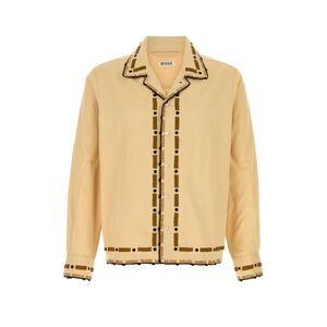 Bode Men Beige Cotton Beaded Ryegrass Shirt